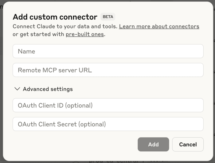 Configuring the connector in Claude
